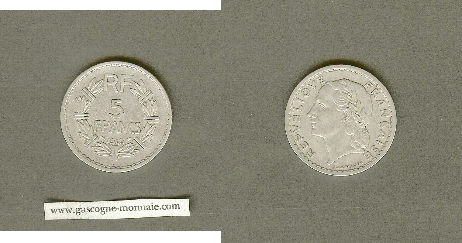 5 francs Lavrillier 1945C aEF
